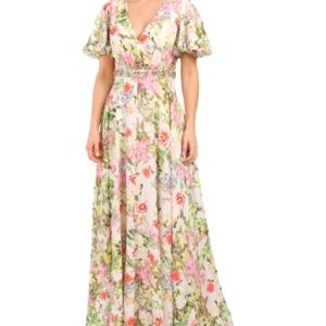 Mac Duggal beaded waist, floral print